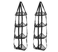 Organizador de Balones para Puerta y Pared, 4 Niveles, Negro, Pack de 2 | Malla de Nailon Transpirable, Tejido de Poliéster, Gimnasios, Garajes, Esterillas de Yoga, Peluches, Estructura Plegable
