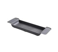 Organizador de bandeja de bañera ajustable, estante de ducha de plástico y soporte de maquillaje, toallero con drenaje para fregadero de cocina, elegante decoración del hogar (gris oscuro)