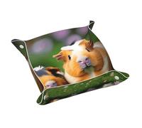 Organizador de bandeja de cuero con estampado de conejillos de indias, bandejas multifuncionales, para llaves, reloj, cartera