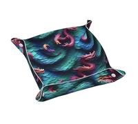 Organizador de bandeja de cuero con estampado de escamas de dragón mágico 3D, bandejas multifuncionales, para llaves, reloj, cartera