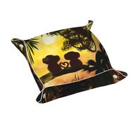 Organizador de bandeja de cuero con estampado de mono para parejas, bandejas multifuncionales, para llaves, reloj, cartera