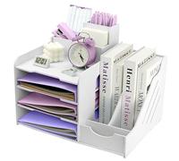 Organizador de bandeja para cartas, bandejas de archivo de papel A4, bandeja de archivos de oficina de 4 niveles, organizador de archivos de escritorio con bandeja de archivo apilable