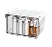Organizador de baño apilable de plástico con cajón transparente para almacenamiento de artículos de tocador, diseño modular pequeño debajo del fregadero (M)