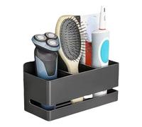 Organizador de baño de metal, soporte para cepillo de dientes montado en la pared, afeitadora eléctrica, almacenamiento de peine para el cabello, soporte para el cuidado del cabello duradero y