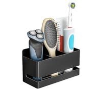 Organizador de baño de metal, soporte para cepillo de dientes montado en la pared, afeitadora eléctrica, almacenamiento de peine para el cabello, soporte para el cuidado del cabello duradero y