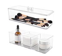 Organizador de Baño mini con Cajones, Juego de 2 Organizadores de Cosméticos, Organizador Armario Baño de Acrílico Apilable, Makeup Organizer Transparente para Escritorio Armario Tocador Encimera