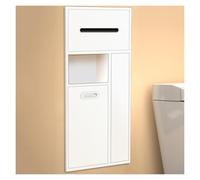 Organizador de baño Multifuncional de Acero Inoxidable con Cubo de Basura Oculto y Estante de Almacenamiento - Estante de Pared Que Ahorra Espacio(White,30x65x14cm)