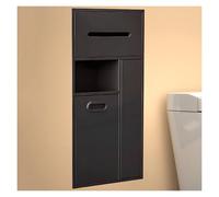 Organizador de baño Multifuncional de Acero Inoxidable con Cubo de Basura Oculto y Estante de Almacenamiento(Black,30x65x14cm)