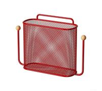 Organizador de baño, soporte de pasta de dientes montado en la pared, sin taladro, tubo de almacenamiento de peine, caja multifuncional con tazas (rojo)