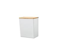 tesa Baboo Organizador de Baño L con tapa de bambú, blanco mate - caja organizadora - montaje sin taladro, con tiras impermeables Powerstrips XL - 182 mm x 110 mm x 102 mm