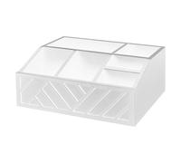 Organizador De Bar De Café Para Encimera - Cesta De Almacenamiento De Madera, Soporte Separador De Gran Capacidad, Accesorio De Bebida | Dosis Tazas Té Agitador Sirope Restaurante Casa