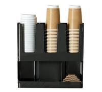 Organizador de barra de café, soporte de encimera de 6 compartimentos, organizador de tazas de estación de café, para cápsulas, paquetes de té, de condimentos, hogar, cocina, despensa, mesa de