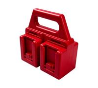 Organizador de batería de herramientas con 4 ranuras y agarre de transporte | Construcción de carcasa dura, caminos de guía sentados, agrupación de inventario de garaje, movimiento del sitio