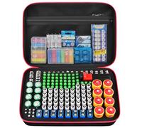 Organizador de baterías, caja de almacenamiento con control de prueba BT-168, tiene capacidad para 225 pilas AA AAA C D-Cell 9V 3 V litio (negro, grande)