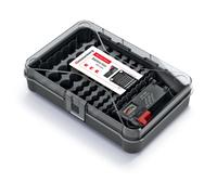 Kistenberg KBBT - Caja de almacenamiento para pilas (incluye comprobador de batería BT-168, 85 ranuras AA, AAA, C, D, bloque de 9 V, tapa transparente, montaje en pared, 295 x 195 x 70 mm)