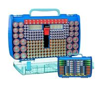 Organizador de baterías de gran capacidad 269 con probador, contenedor de doble cara para baterías AA AAAA AAAA C D 9V litio 3V CR123 CR1632 18650 (solo caja) (azul)