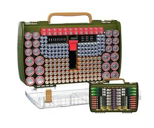 Organizador de baterías de gran capacidad 269 con probador, contenedor de doble cara para baterías AA AAAA AAAA C D 9V litio 3V CR123 CR2032 CR1632 18650 (solo caja) (verde)