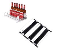 Organizador de bebidas para nevera, dispensador latas soda de 38 cm (Negro) | Aquí está la traducción al español:Organizador de bebidas para mininevera, 12 oz 16 oz 20 oz, con deslizador de empuje