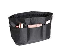 Organizador de bolsas de mano, organizador de bolso expandible, cierre de cremallera, nailon impermeable, Black, L, Organizador de bolsas