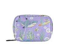 Organizador de bolsas de medicina de tiburones y peces de dibujos animados con compartimentos desmontables, organizador semanal de píldoras para bolso