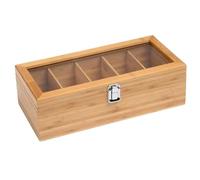 Organizador de bolsas de té con 5 compartimentos, múltiples compartimentos de madera con tapa transparente, de almacenamiento para encimeras de cocina, gabinetes, despensa