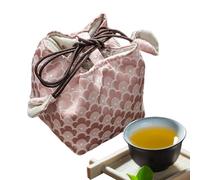 Organizador de bolsas de té, cordón portátil estético bordado, de almacenamiento pequeña para tazas de té, herramientas de tazas, mujeres, viajes, camping, picnic, de cumpleaños