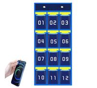 Organizador de bolsillo para clasificación escolar: espacio numerado con ganchos, organizador de gabinete | Organización creativa escolar para teléfonos móviles, calcular, azul, 12 cuadrículas, Ver