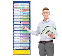 Organizador De Bolsillo Para El Aula: Gráfico De Horarios Visual, Diseño De Múltiples Bolsillos, Fundas Transparentes Para Etiquetas | Ayuda Didáctica Interactiva Para Niños Pequeños, Guardería, Escue