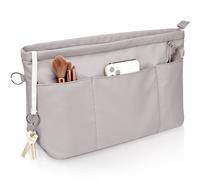 Organizador de bolsos Betoores, organizador de bolsos, organizador de bolsos de nylon, impermeable, organizador de bolsillos grande, bolso de compras con llavero y cremallera, gris, XL