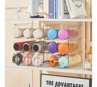 Organizador de botellas de agua de PET apilable transparente con 2 rejillas