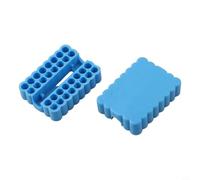 Organizador de brocas de 32 agujeros para puntas de destornillador de vástago de 6,35 mm, soporte de brocas de plástico con cubierta, almacenamiento compacto para herramientas del hogar y taller