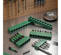 Organizador de brocas de 6,35 mm con carcasa de plástico resistente y ranuras de inserción de goma suave para evitar el movimiento de la broca y mantener el orden (D)