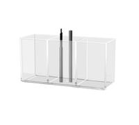 Organizador de brochas de maquillaje transparente - Organizador de brochas de maquillaje de gran capacidad de acrílico transparente con 3 ranuras para tocador - Soportes de almacenamiento de pinceles