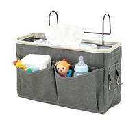Organizador de cabecera ajustable, bolsillo de almacenamiento portátil que ahorra espacio, carrito de noche para dormitorio, litera o habitación infantil, perfecto para viajes, pañales, biberones, jo