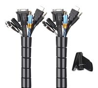 Organizador de Cables Flexible 25 mm, 2 m, Color Negro; Ideal para gestionar y ordenar Cables en Espacios de Trabajo y hogar.
