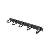 Organizador de Cables Lanberg 1U Negro con 5 Anillos y Panel Pasacables