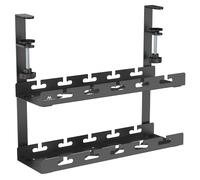 Maclean MC-104 B Organizador de cables bajo escritorio, 2 niveles, negro, 40 cm