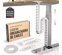 Organizador de Cables para Escritorio, Cadena portacables Flexible (Blanco) | 133 cm · Fijación magnética · Acompaña el escritorio al subir y bajar · Guía cables al suelo · Recoge cables escritorio