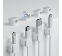 Organizador De Cables, RCIDOS 8 Piezas Organizador Cables Sujeta Cables Escritorio Magnetic Data Cable Organizer Clips Para Cables Para Cables De Hdmi Usb Type-C Cable De Audio (Blanco)