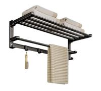 Organizador de Caddie de Ducha montada en la Pared XL, Estante de baño de Acero Inoxidable con Ganchos, Rejilla de Toallas Plegable, Elegante solución de Almacenamiento de Gris de Pistola para el
