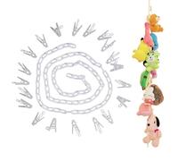 Organizador de cadenas de juguetes de plástico, cadena de almacenamiento con 20 clips de plástico, para colgar peluches, sombreros, calcetines, cadena de almacenamiento de juguetes