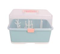 Organizador de Caja de Almacenamiento de Estante de Secado de Biberones con Cubierta Antipolvo para el Hogar del Niño del bebé (Verde oliva)