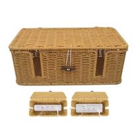 Organizador de caja de cable - Grandes cables tejidos a mano Case | IMitation Rattan Cable Hider Box, 4 Organizador de cable de ranuras abiertas para el escritorio para proteger los cables y la tira d