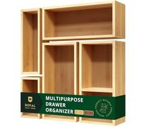 Organizador de cajones de bambú, 5 piezas, organizador para cajones multiusos, para cocina, baño, oficina, escritorio, maquillaje, joyería