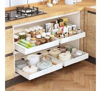 Organizador de cajones de cocina expandible, sin taladro, contenedores de almacenamiento extraíbles para organización de gabinetes