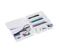 Organizador de cajones entrelazados Mind Reader de 8 piezas para cocina y oficina, 9,25"" de largo x 6,5"" de ancho x 3,74"" de alto, color blanco