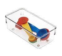 Organizador de cajones iDesign, inserto de cajón de cocina de plástico extra pequeño, práctico organizador de cajones para accesorios de cocina, utensilios y cubiertos, transparente