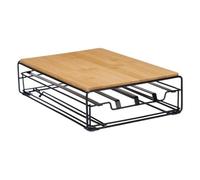 Organizador de Cápsulas de Café Negro Natural Metal Bambú 21 x 57 x 8,5 cm