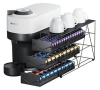 Organizador de Cápsulas Nespresso Vertuo y Dolce Gusto - Soporte Antideslizante y Silencioso para 42-90 Cápsulas Vertuo & 45 Dolce Gusto, Cajón Metálico para Almacenamiento de Café