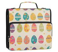 Organizador de carpeta de oficina de 3 anillos de 1.5 pulgadas con asa, capacidad para documentos, archivos, bolsa de almacenamiento para la escuela, huevos de Pascua coloridos con varios patrones